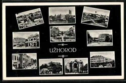 AK Uzhorod, Bildercollage mit diversen Ortsansichten