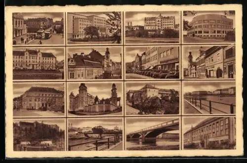 AK Ungvár, Strassenpartien mit Autos und Bussen, Flusspartien mit Brücken