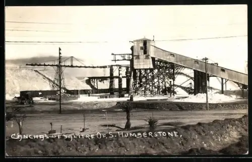 Foto-AK Humberstone, Salzbergwerk mit Fliessband