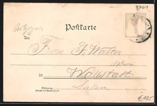 Lithographie Tengen, Rathaus, Alter Turm, Stadttor