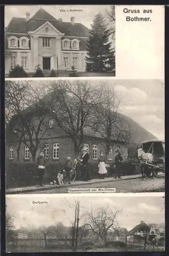 AK Bothmer, Villa v. Bothmar, Gastwirtschaft von Ww. Thiese, Dorfpartie