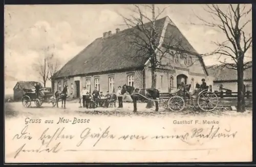 AK Neu-Bosse, Partie am Gasthof F. Menke