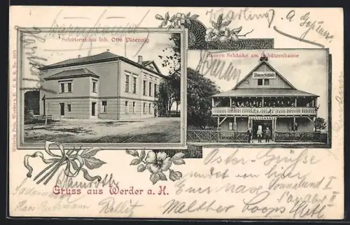 AK Werder a. H., Gasthaus Schützenhaus, Inh. Otto Ploennig, Bauernschänke am Schützenhaus