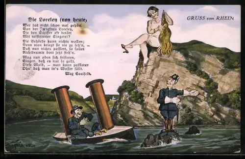 AK Loreley bezirzt einen vorbeifahrenden Seemann