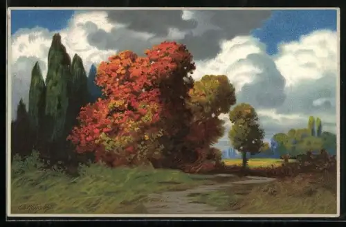 Künstler-AK Eduard Rüdisühli: Herbststimmung in den Auen