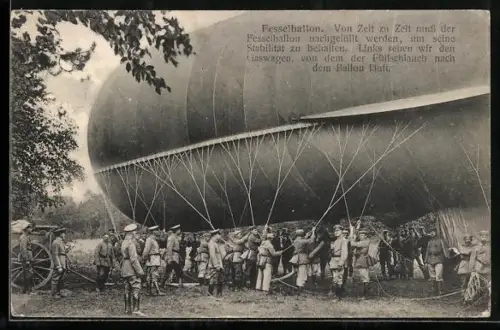 AK Auffüllen des Fesselballons, Soldaten mit Gaswagen