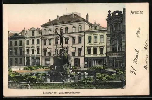 AK Bremen, Domshof mit Teichmannsbrunnen