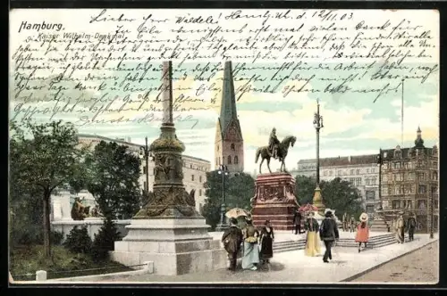 AK Hamburg, Rathausmarkt, Kaiser Wilhelm-Denkmal