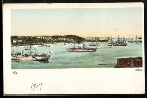 Künstler-AK Kiel, Hafen