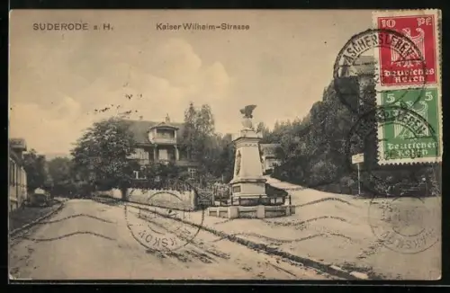 AK Suderode a. H., Kaiser Wilhelm-Strasse mit Denkmal