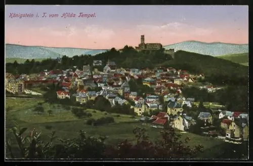 AK Königstein i. T., Blick vom Hilda Tempel