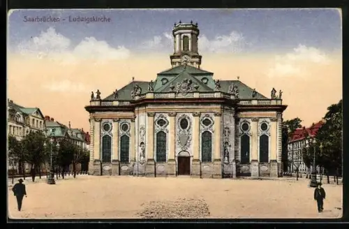 AK Saarbrücken, Blick zur Ludwigskirche