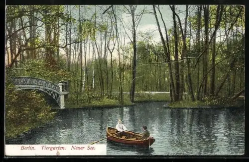 AK Berlin, Tiergarten, Neuer See mit Ruderboot