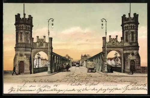 AK Bremen, Kaiserbrücke mit Strassenbahn