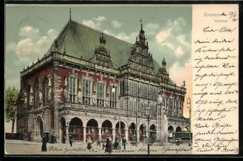 AK Bremen, Rathaus mit Strassenbahn