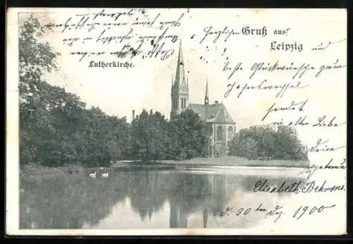 AK Leipzig, Blick zur Lutherkirche