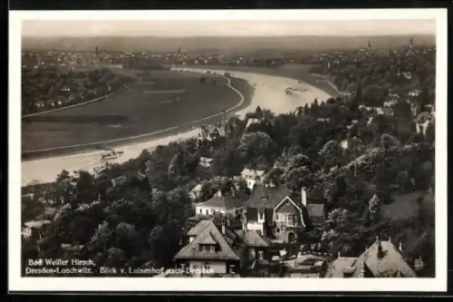 AK Dresden-Loschwitz, Bad Weisser Hirsch, Blick vom Luisenhof nach Dresden