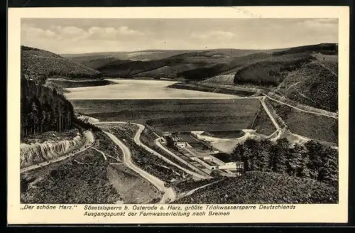 AK Osterode a. Harz, Sösetalsperre, Ausgangspunkt der Fernwasserleitung nach Bremen