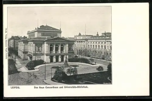AK Leipzig, Das Neue Concerthaus und Universitäts-Bibliothek