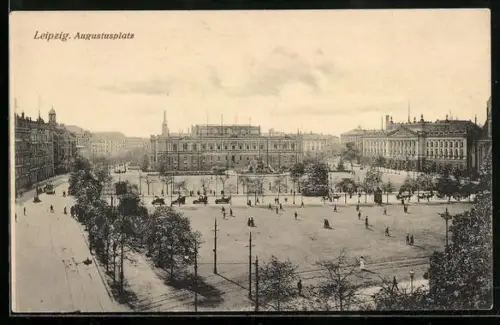 AK Leipzig, Augustusplatz aus der Vogelschau