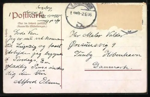 AK Leipzig, Neues Rathaus mit Carl-Tauchnitzstrasse