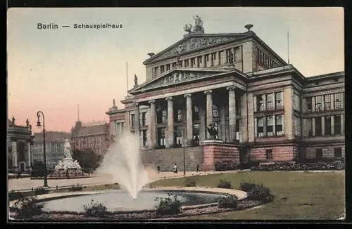 AK Berlin, Schauspielhaus mit Brunnen, Gendarmenmarkt