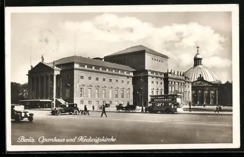 AK Berlin, Opernhaus und Hedwigskirche