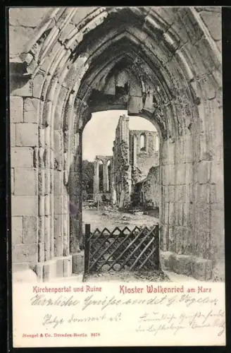 AK Walkenried am Harz, Kirchenportal und Ruine Kloster Walkenried