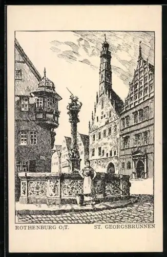 AK Rothenburg o /T., St. Georgsbrunnen