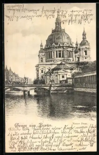AK Berlin, Neuer Dom, Brücke, Fluss