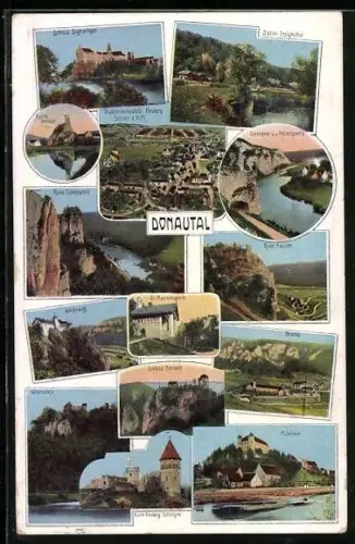 AK Stetten a. k. M., Heuberg, Beuron, Ruine Falkenstein u. weitere Donautal-Ansichten