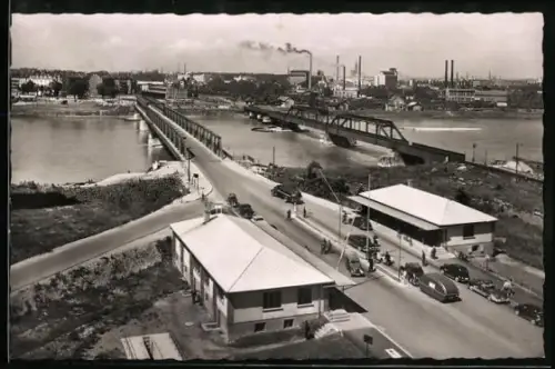 AK Kehl a. Rh., Rheinbrücke mit Zoll aus der Vogelschau