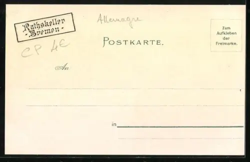 Lithographie Bremen, Wilhelm Hauff im Rathskeller Bremen