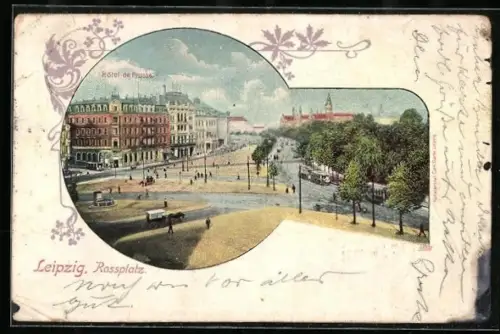 AK Leipzig, Strassenbahnverkehr auf dem Rossplatz