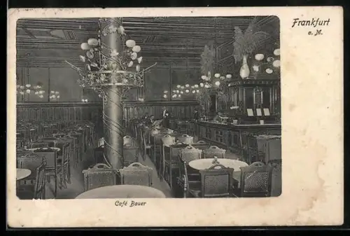 AK Frankfurt a. M., Cafe Bauer, Innenansicht
