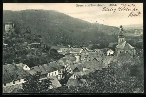 AK Heimbach /Eifel, Teilansicht mit Kirche