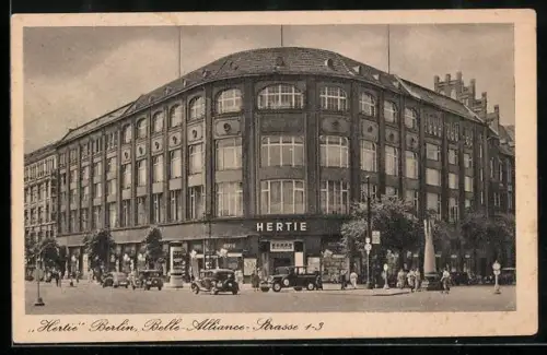 AK Berlin-Kreuzberg, Kaufhaus Hertie in der Belle-Alliance-Strasse 1-3