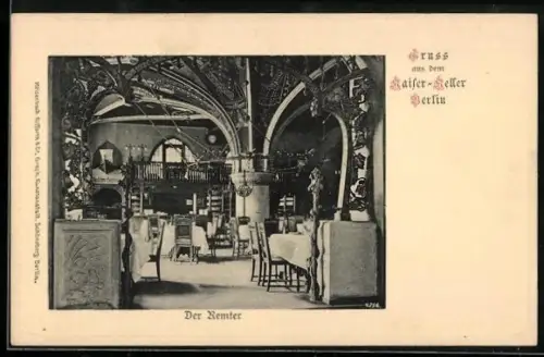 AK Berlin, Gasthaus Kaiser-Keller, Remter, Innenansicht