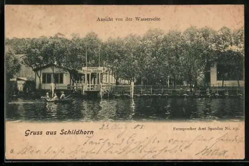 AK Berlin-Grunewald, Schildhorn-Restaurant von der Wasserseite