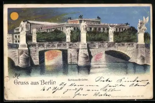 Lithographie Berlin, Schloss-Brücke
