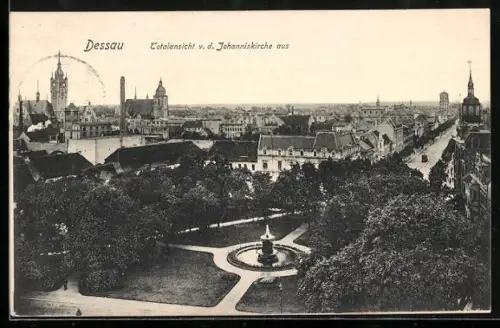 AK Dessau, Totalansicht von der Johanniskirche aus