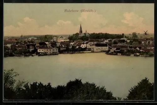 AK Malchow /Mecklb., Teilansicht mit Kirche