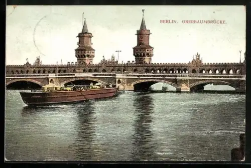 AK Berlin-Friedrichshain, Oberbaumbrücke