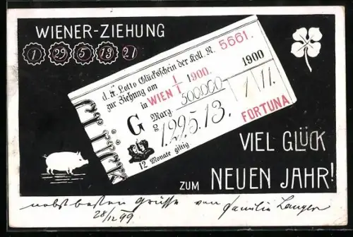 AK Wiener Lotterie 1900 Viel Glück im Neuen Jahr!