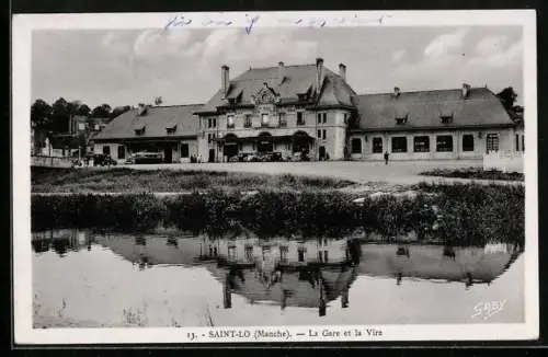 AK Saint-Lo /Manche, La Gare et la Vire, Bahnhof