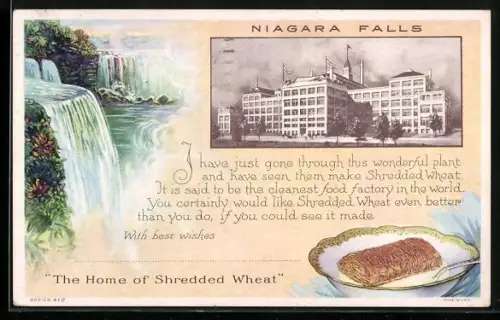 AK Niagara Falls, NY, Hotel, Wasserfälle, Mahlzeit Shredded Wheat