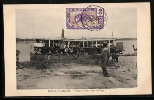 AK Congo Francais, Vapeur à roue sur le Congo