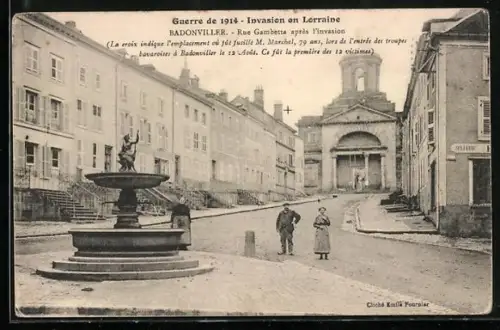 AK Badonviller, Rue Gambetta, après l`invasion, Guerre de 1914