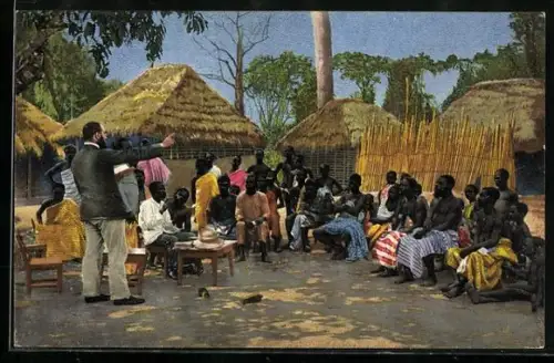 AK Togo, Heidenpredigt, Pfarrer mit Einheimischen