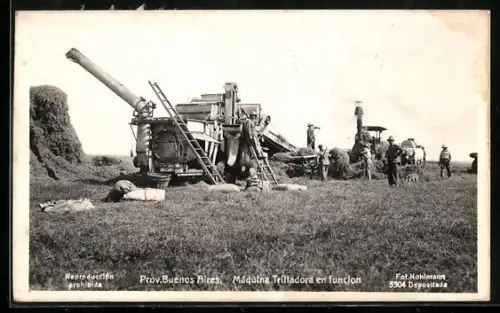 AK Buenos Aires, Maquina Trilladora en function, Dreschmaschine